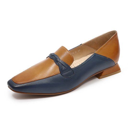 two tone square toe loafers
