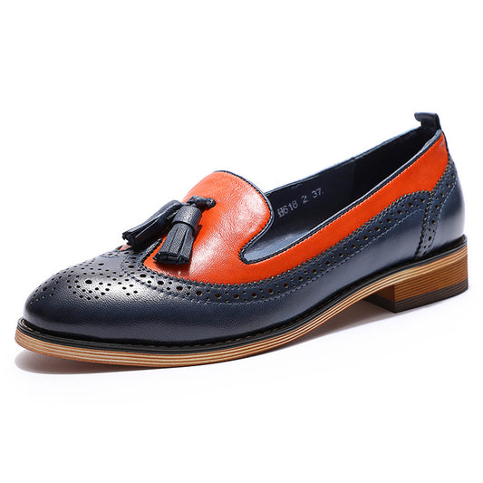 two tone flat loafers shoes women