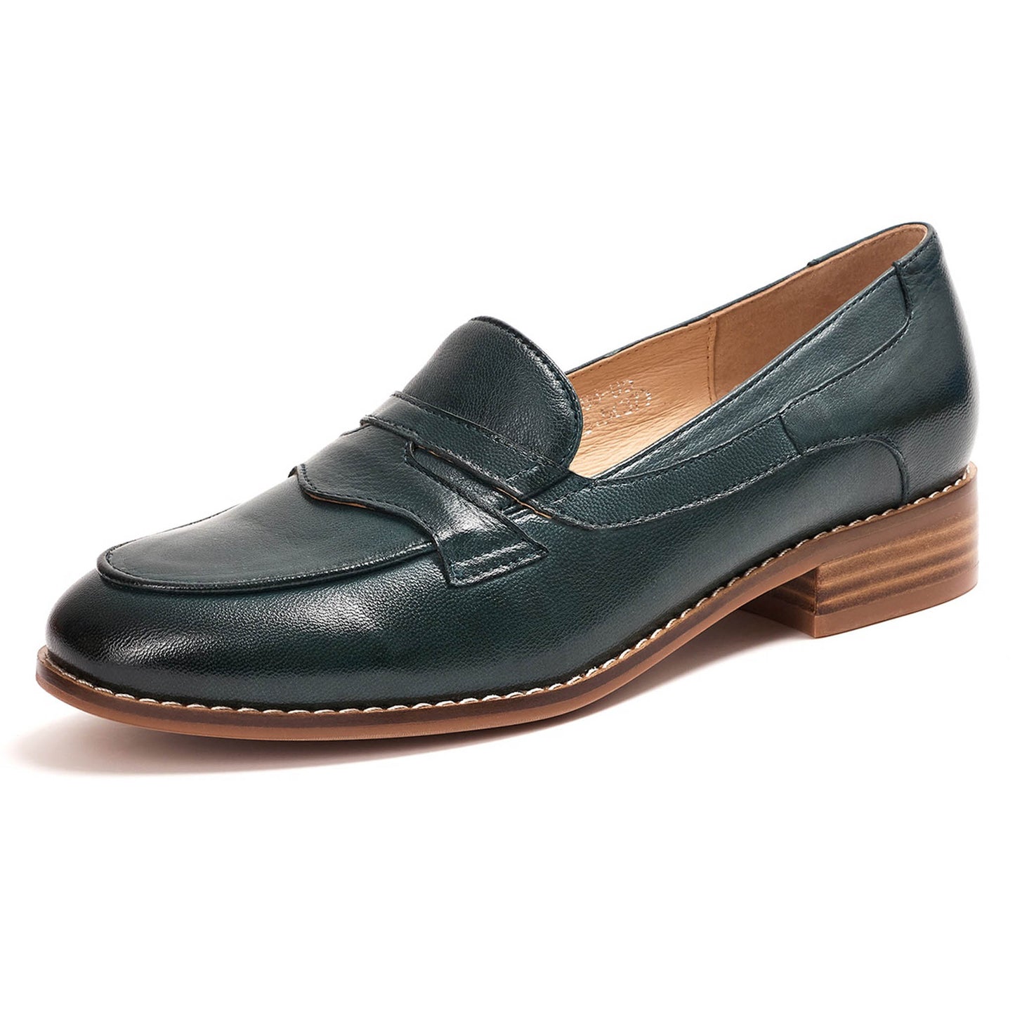 green loafer flat shoes women