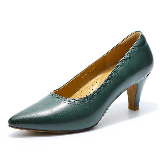 green high heel pumps shoes women