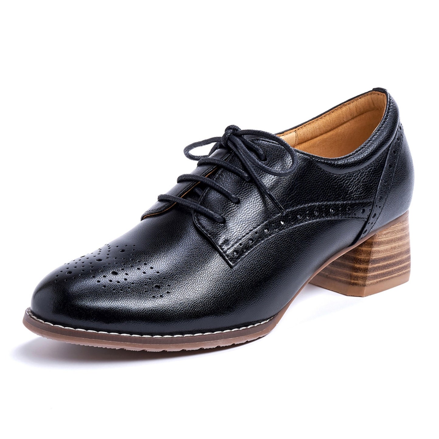 women brogue chunky heel