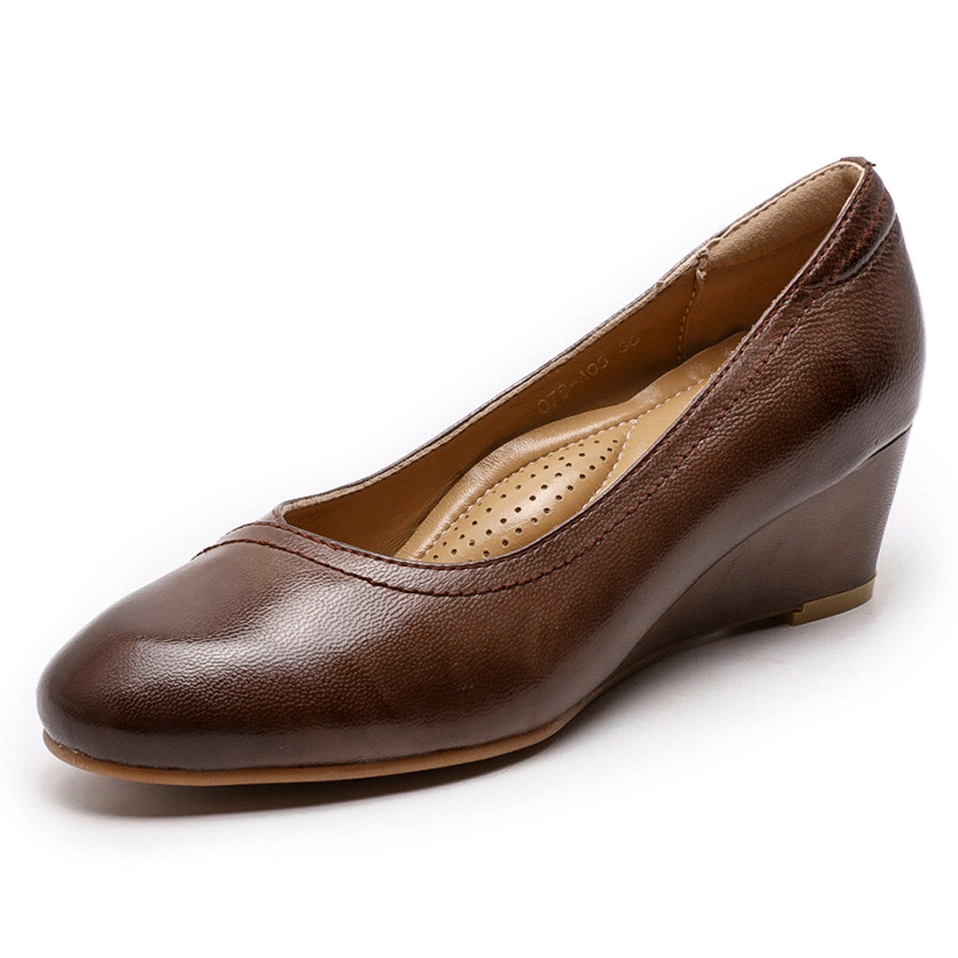 chocolate wedge heel pumps women