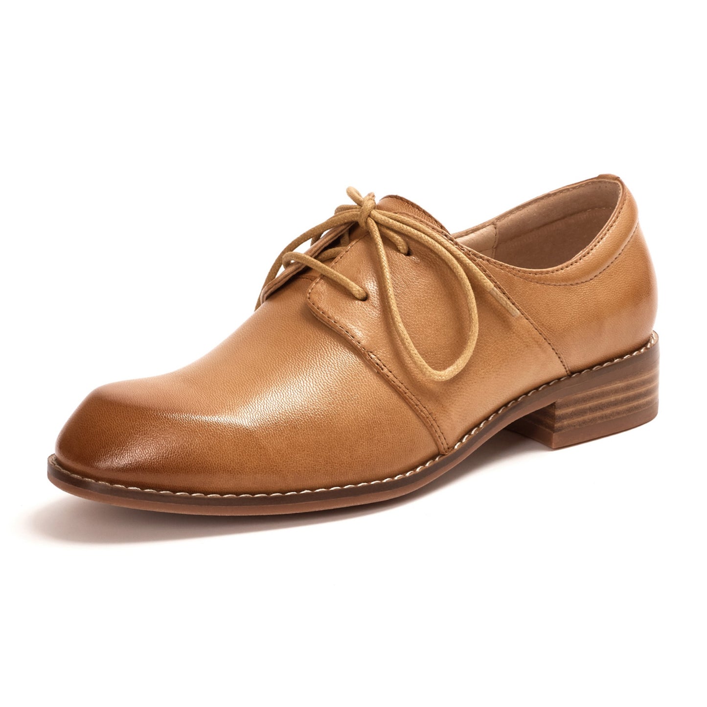 Comfortable leather derby flats women
