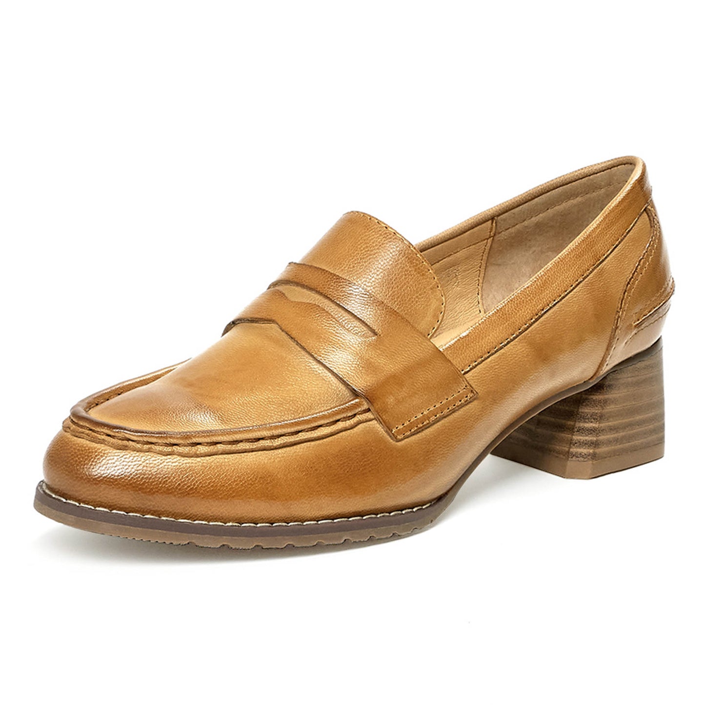 office chunky loafer heel shoes
