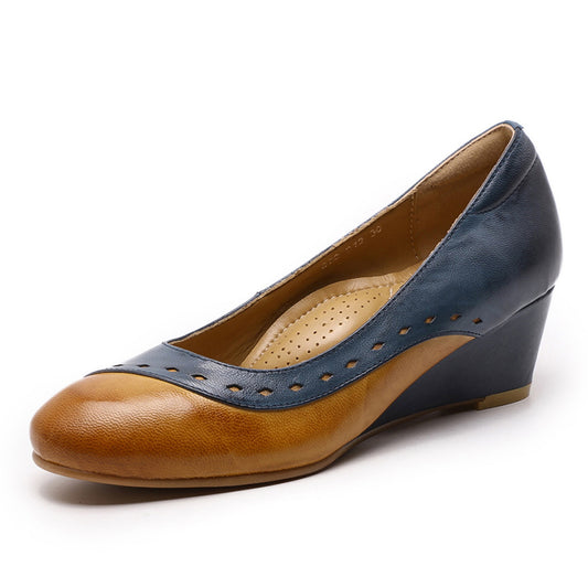 two tone wedge pumps shoes
