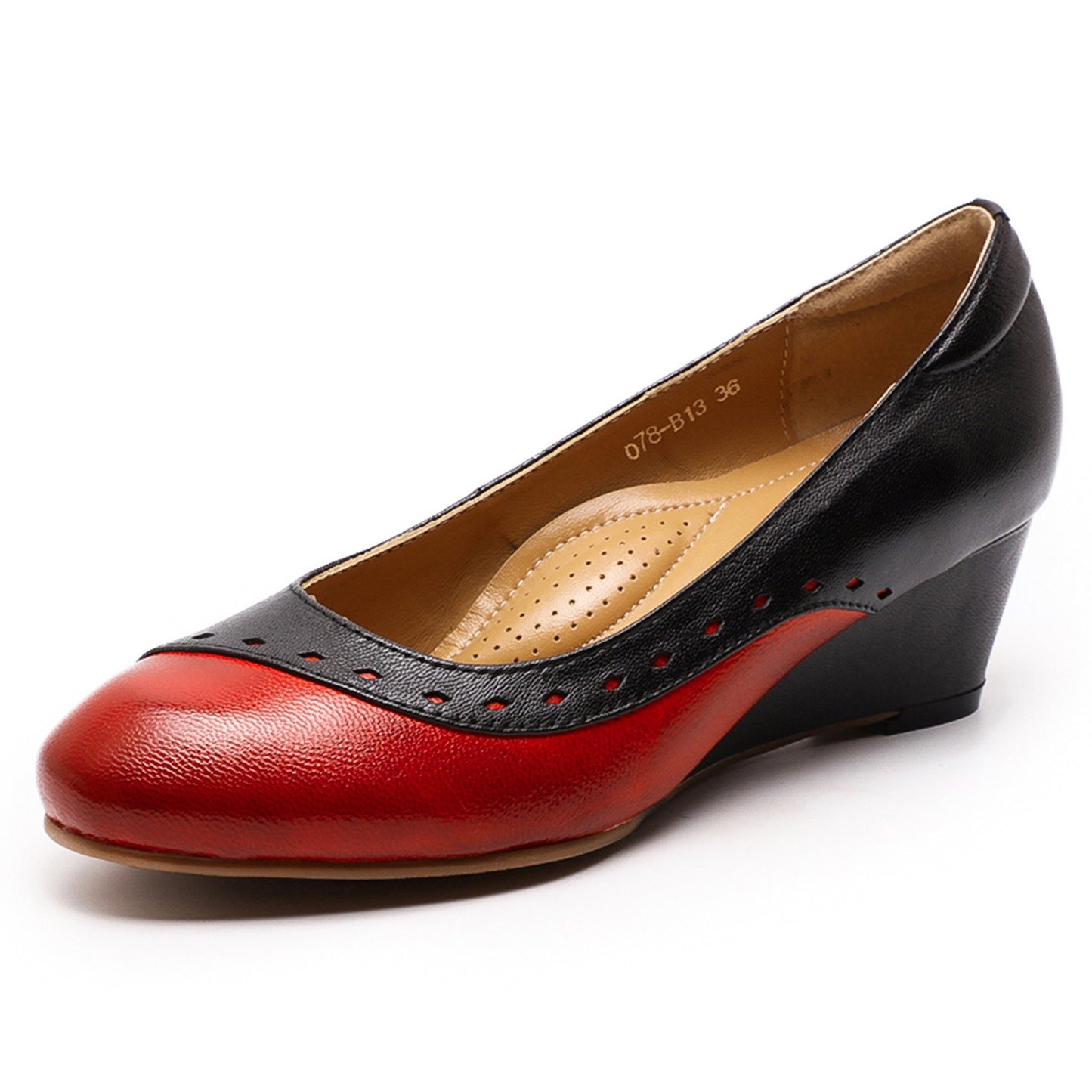 two tone wedge pumps shoes women