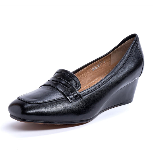 wedge heel loafer pumps women