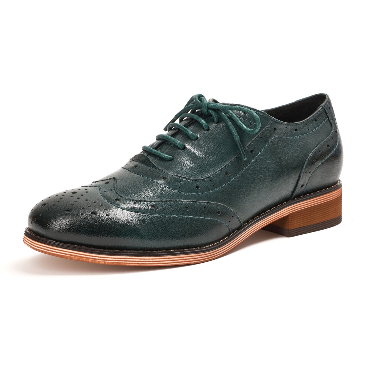 green oxford wingtips lady
