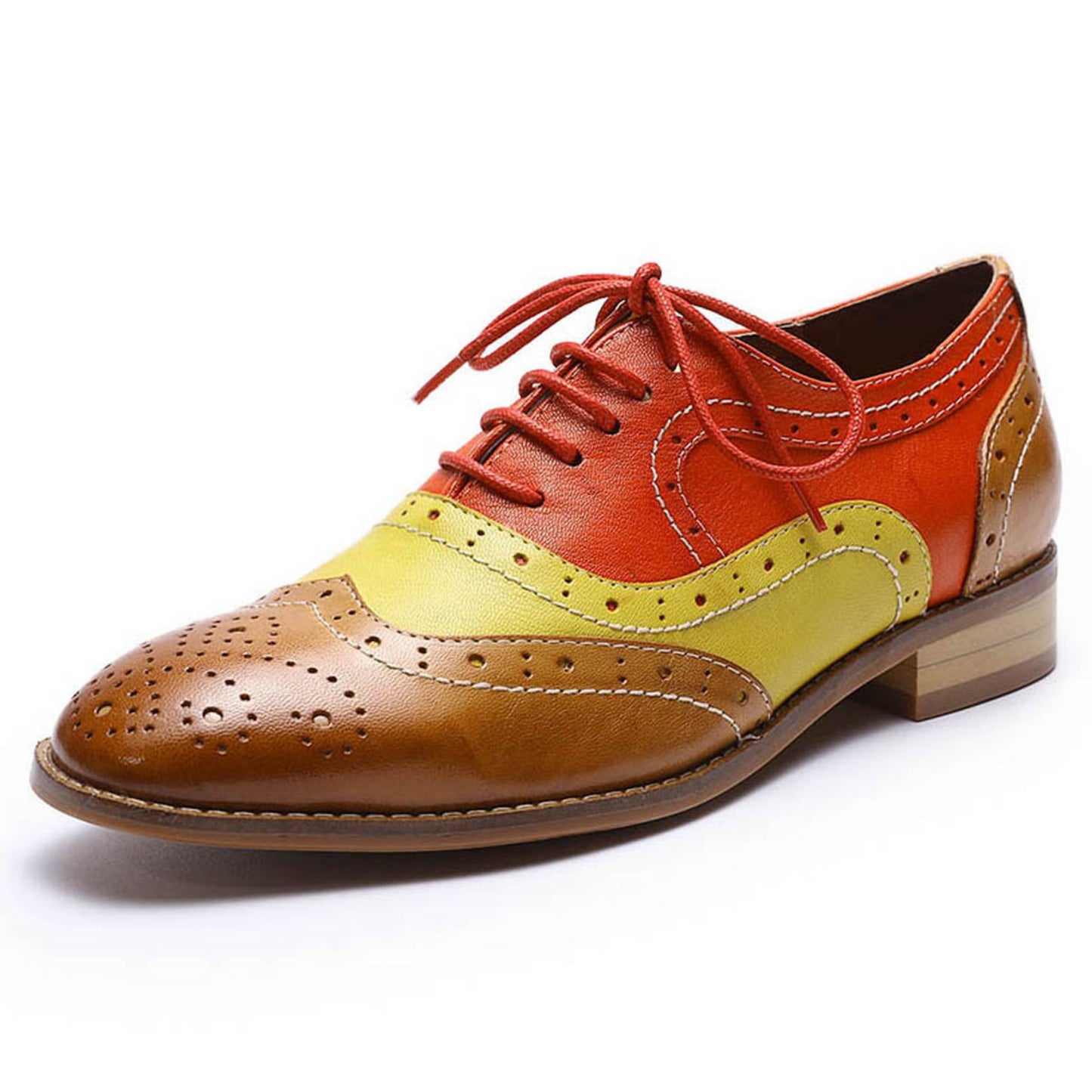 Retro Multi-Color Leather Brogues women