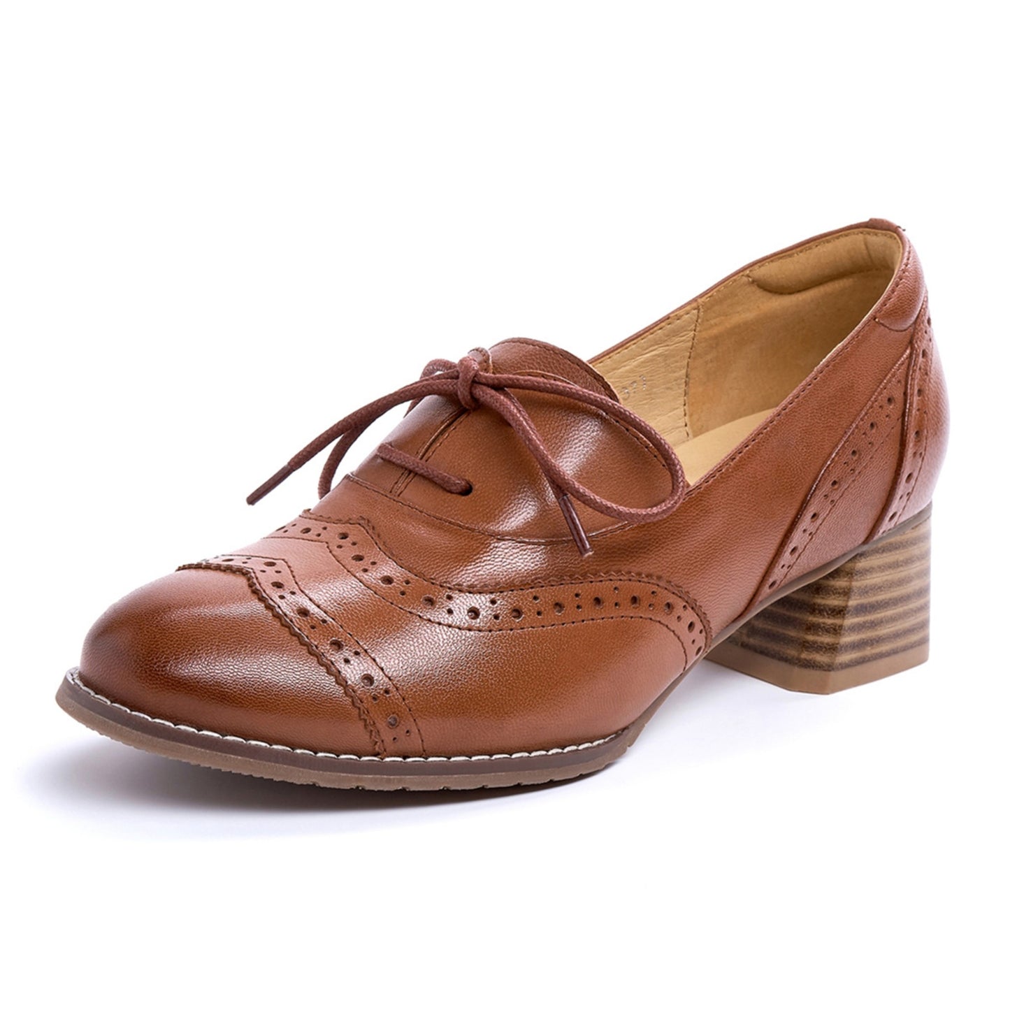 chunky heel wingtip shoes women