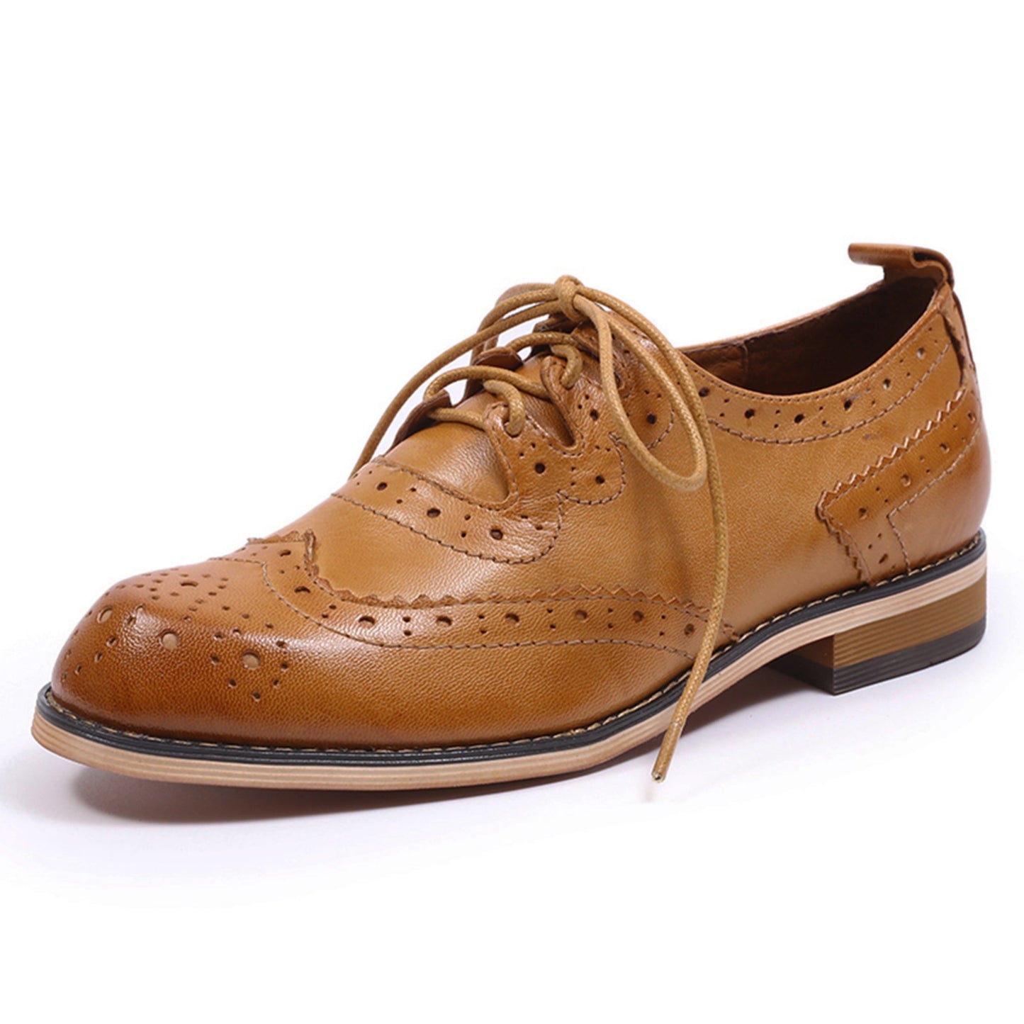 Vintage genuine leather oxfords women