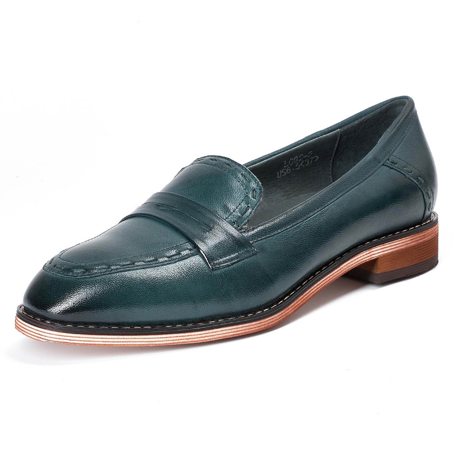 green flat loafers women
